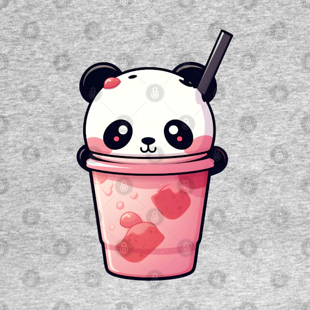 Cute little panda in a cup of bubble tea by Andrew World